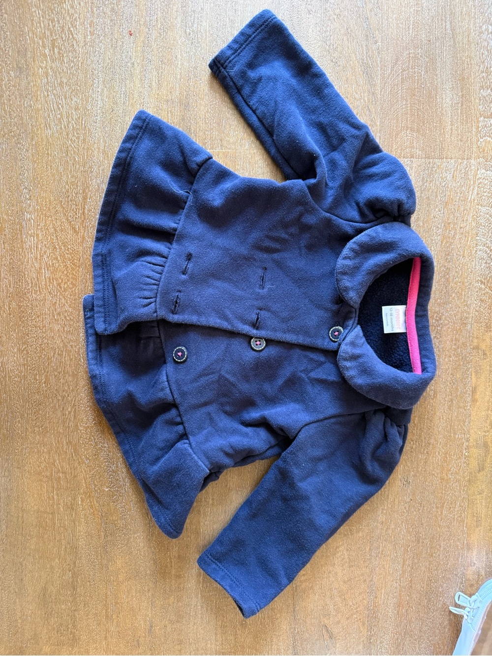 Gymboree Navy Peplum Baby Jacket with Pink Trim